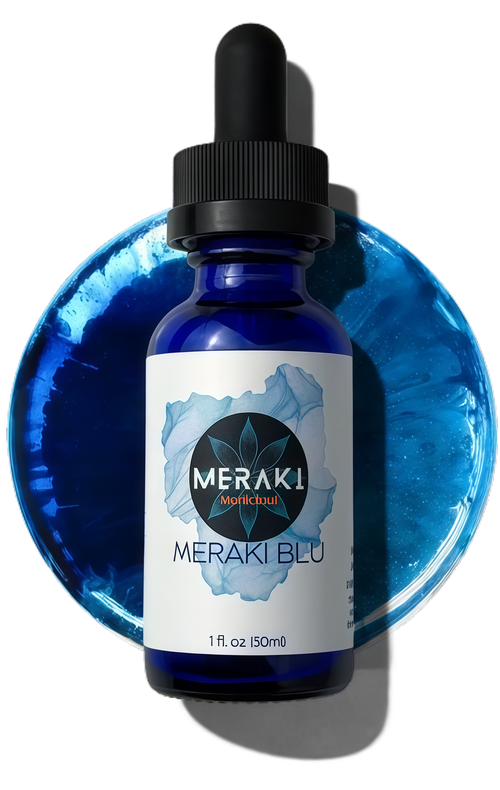 Meraki Blu USP Grade Methylene Blue Solution, 1% Formula, 30 mL | Third-party tested methylene blue solution, high-purity 1% liquid formula in a 30 mL glass dropper bottle.