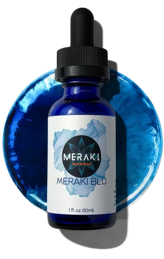Meraki Blu USP Grade Methylene Blue Solution, 1% Formula, 30 mL | Third-party tested methylene blue solution, high-purity 1% liquid formula in a 30 mL glass dropper bottle.