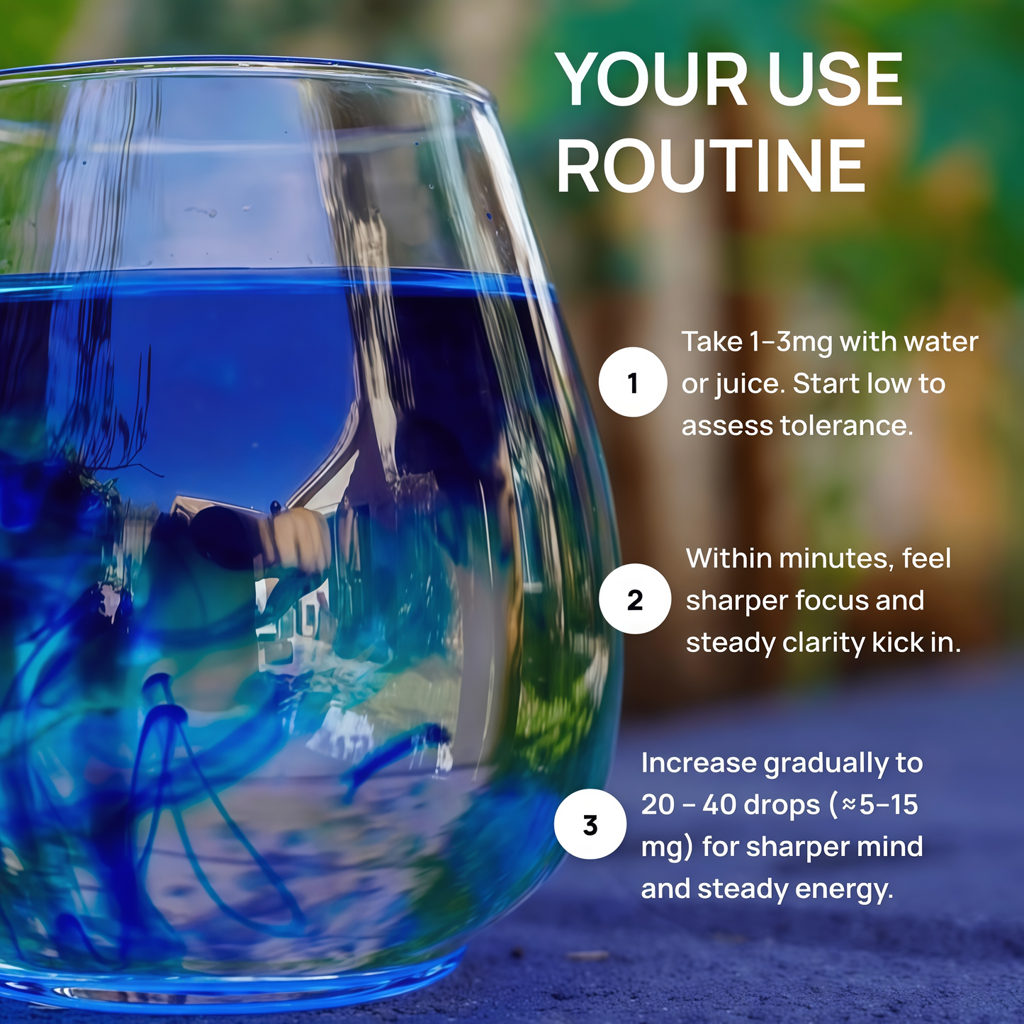 Meraki Blu USP Grade Methylene Blue Solution, 1% Formula, 30 mL | Third-party tested methylene blue solution, high-purity 1% liquid formula in a 30 mL glass dropper bottle.